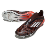 Botas de fútbol Adidas F50 Elite Laceless SG Mixed Lock marrón y rojo